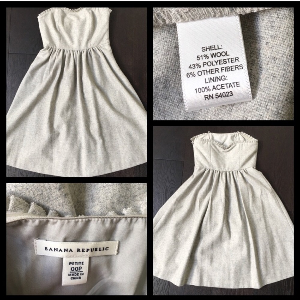 Banana republic strapless wool dress